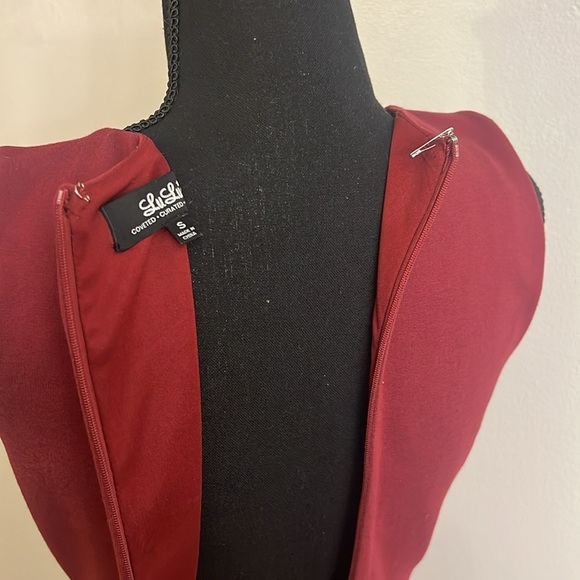 Lulus Hello World Wine Midi Dress W/Back Zipper, Sz. S. - Picture 10 of 14